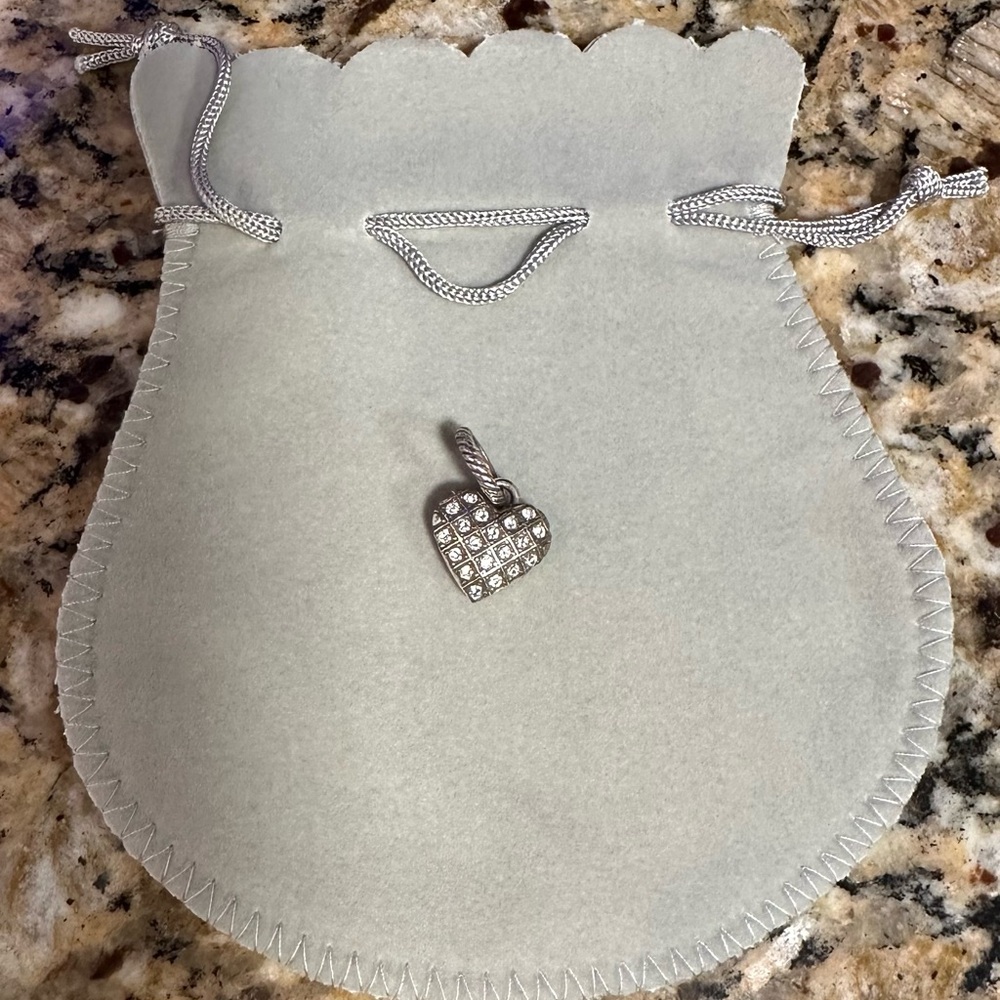 Silver Heart Pendant with Crystals